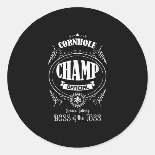 Sticker Rond Champion Cornhole Boss De Jeu Amusant Champ