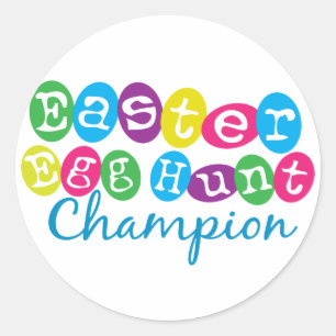 Sticker Rond Champion de chasse à oeuf de pâques