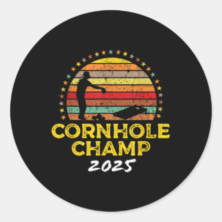 Sticker Rond Champion de Cornhole 2025, Tournoi de sacs de Corn