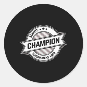 Sticker Rond Champion de Kumite Arts Martiaux Kung Fu Karaté Ci