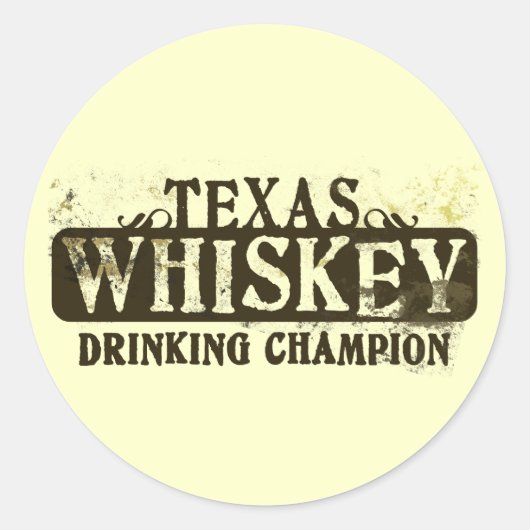 Sticker Rond Champion de la boisson au whisky du Texas (Devant)