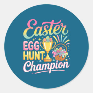 Sticker Rond Champion de la chasse aux œufs de Pâques