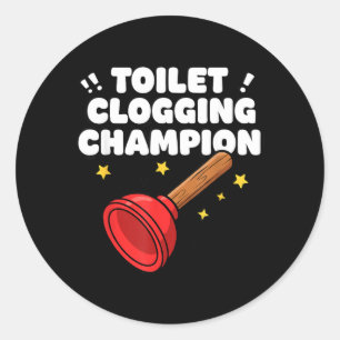 Sticker Rond Champion de l'Engorgement des Toilettes Plongeur D