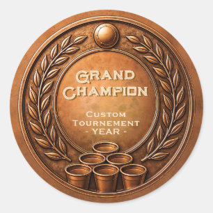 Sticker Rond Championnat du Tournoi de Beer Pong Médaille de Br