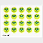 Sticker Rond Championne de tennis de table jaune turquoise styl (Feuille)