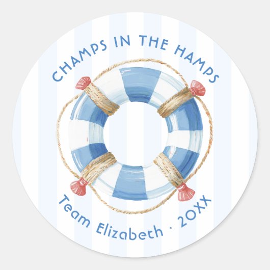 Sticker Rond Champs dans le week-end de célibataire côtier de H (Devant)