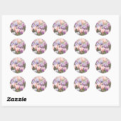 Sticker Rond Champs de Crocus Floral Springtime (Feuille)