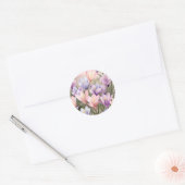 Sticker Rond Champs de Crocus Floral Springtime (Enveloppe)