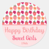 Sticker Rond Champs de fraises ravissant (Devant)