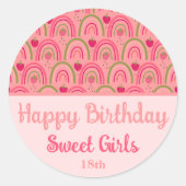 Sticker Rond Champs de fraises ravissant (Devant)