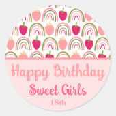 Sticker Rond Champs de fraises ravissant (Devant)