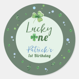 Sticker Rond Chanceux Premier Anniversaire Garçon St Patrick