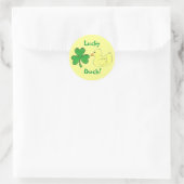 Sticker Rond Chanceux Shamrock de canard Ducky St. Patricks Sti (Sac)