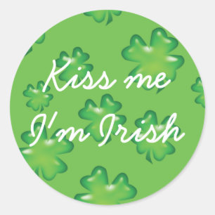 Sticker Rond chanceux shamrock trèfle irlandais à quatre feuill