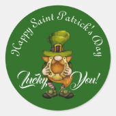 Sticker Rond Chanceux vous Gnome vert Joyeux Saint-Patrick (Devant)