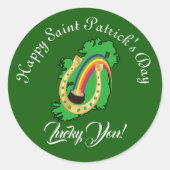 Sticker Rond Chanceux vous Irlande Saint-Patrick Pot d'or (Devant)
