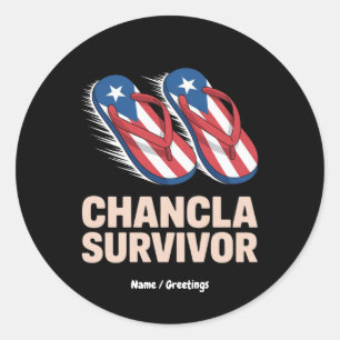 Sticker Rond Chancla Survivor Funny Porto Rico Joke Gift
