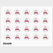 Sticker Rond Chandail de Noël Festif Blanc & Rouge Reindeer (Feuille)