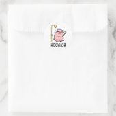 Sticker Rond Chandail de porc amusant (Sac)
