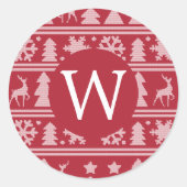 Sticker Rond Chandail rouge Knit confortable Motif Monogramme N (Devant)