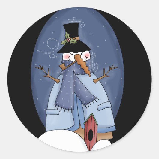 Sticker Rond Chandails et cadeaux Snowman Blue (Devant)