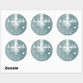 Sticker Rond Chandelier Aqua Vintage Damask (Feuille)