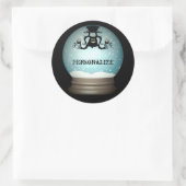 Sticker Rond Chandelier de chat noir neige globe (Sac)