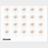 Sticker Rond Chandelier en cristal d'or PixDezines Faux (Feuille)