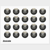 Sticker Rond Chandelier en cristal PixDezines/damas baroque (Feuille)