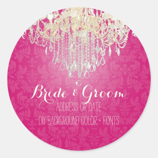 Sticker Rond Chandelier en cristal PixDezines/damas baroque (Devant)