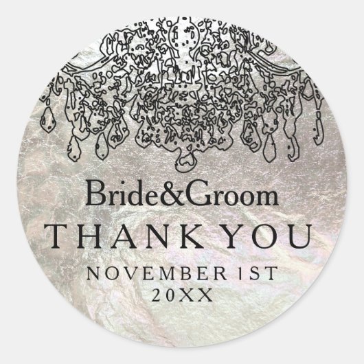 Sticker Rond Chandelier en cristal PixDezines/fausse feuille d' (Devant)