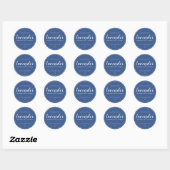 Sticker Rond Chandelle de Soy Chic Calligraphie Classique Bleu (Feuille)