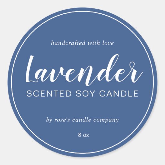 Sticker Rond Chandelle de Soy Chic Calligraphie Classique Bleu (Devant)