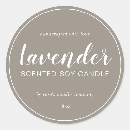 Sticker Rond Chandelle de Soy maison Chic Calligraphie Gris (Devant)