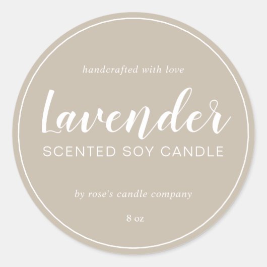 Sticker Rond Chandelle de Soy maison Chic Calligraphie Gris (Devant)