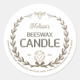 Sticker Rond Chandelle en cire d'abeille artisanale Vintage cou