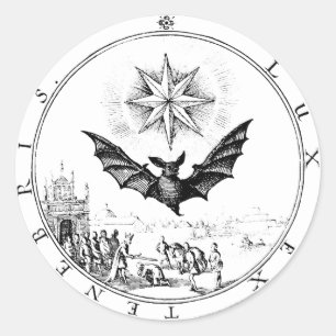 Sticker Rond Chandelle et chauve-souris Emblem Renaissance