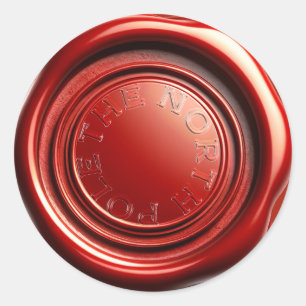 Sticker Rond Chandelle Rouge Sceau de cire Glace claire "Le pôl