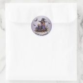Sticker Rond Chandelles violettes d'Halloween chauves-souris Éf (Sac)