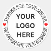 Sticker Rond Change ALL TEXT, Add your Logo Thanks for Business (Devant)