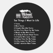 Sticker Rond Change Any Text 10 Things I Want In Life Trains (Devant)