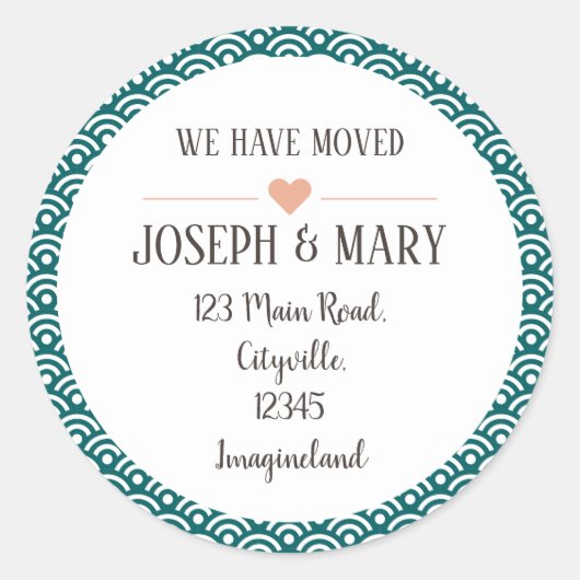 Sticker Rond Changement d'adresse bleu motif moderne (Devant)