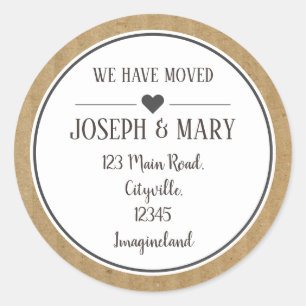 Sticker Rond Changement d'adresse Carton papier Kraft moderne