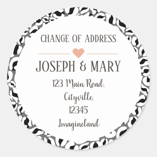 Sticker Rond Changement d'adresse Empreinte de léopard noir et  (Devant)