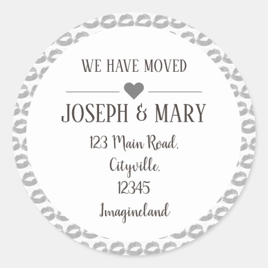 Sticker Rond Changement d'adresse les lèvres argentées maquille (Devant)