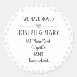 Sticker Rond Changement d'adresse pois gris argent