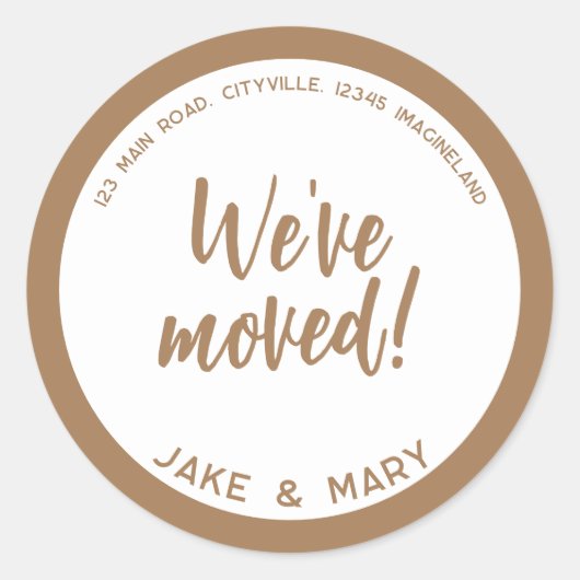 Sticker Rond Changement d'adresse Simple Modern Nous avons démé (Devant)