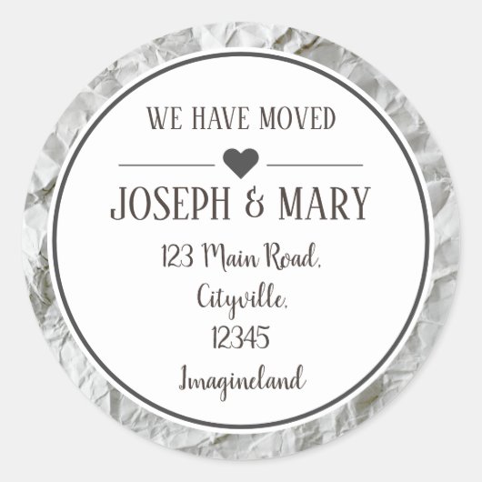 Sticker Rond Changement de papier d'adresse broyé (Devant)
