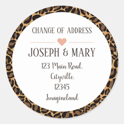 Sticker Rond Changement d'Empreinte de léopard d'adresse (Devant)