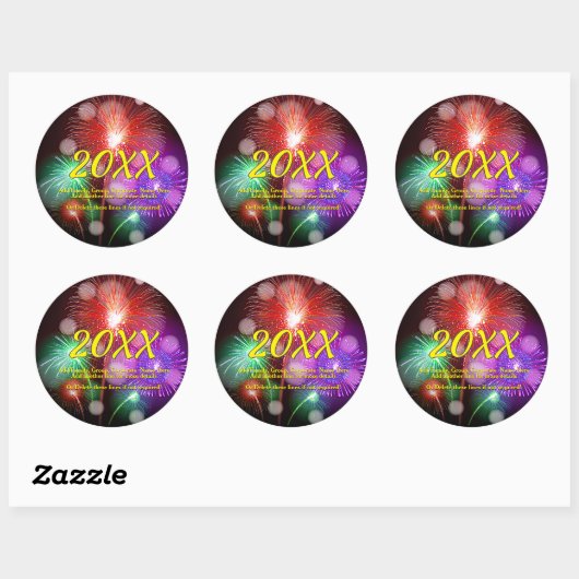 Sticker Rond Changer d'année, ajouter n'importe quel nom Texte (Feuille)